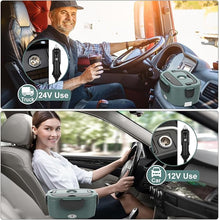 Load image into Gallery viewer, Green Electric Lunch Box Food Heater, 60-80W Heated Lunch Box for Adults, 12V 24V 110V Portable Food Warmer LunchBox for Car Truck Work with Removable 304 Stainless Steel Container, Carry Bag