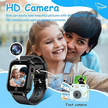 Load image into Gallery viewer, 1.5 Inches Kids Smart Watch for Boys Girls, 26 Puzzle Games, Smartwatch with Camera, Pedometer, Video Voice Music Player Learning Card,Christmas Birthday Gift for 3-12 Years Children (Black)