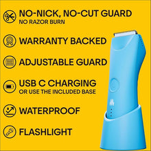 Load image into Gallery viewer, MERIDIAN Trimmer Plus Body Hair Manscaping Trimmer, Adjustable Guard, USB C Charging, Flash Light, Travel Lock, Charging Dock, Bikini Trimmer, Mens Body Hair Trimmer - Sky