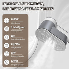 Load image into Gallery viewer, Travel Steamer Mini Iron for Clothes, Portable Garment Steamer-6 Intelligent Ironing Modes, Handheld Clothes Steamer Small Size, Foldable Clothing Wrinkles Remover, Compact Travel Steamer for Home