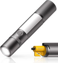 Load image into Gallery viewer, HOTO Emergency Flashlight Rechargeable, Magnetic LED Flashlight High Lumens with Window Glass Breaker Seatbelt Cutter, Zoomable Car Work Flash Light for Car Repair, Camping, Emergency