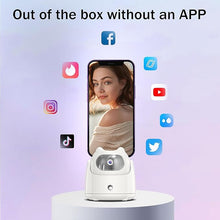Load image into Gallery viewer, Auto Face Tracking Tripod - 360° Rotation Auto Tracking Phone Holder, No App, Phone Camera Mount with Remote and Gesture Control, Battery Operated Smart Shooting Holder for Live Vlog Tiktok(White)