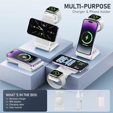 Load image into Gallery viewer, Magnetic Wireless Charger Stand, 3 in 1 Foldable Wireless Charging Station, Travel Charger for Multiple Devices for iPhone 16 15 14 13 12 Series, Apple Watch Ultra/SE/9/8/7/6/5/4/3/2, AirPods