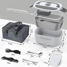 Load image into Gallery viewer, White & Grey 60-80W Electric Lunch Box Food Heater, Heated Lunch Box for Man/Woman, 12V 24V 110V Portable Food Warmer LunchBox for Car Truck Work with 304 SS Container, Christmas Gift