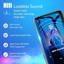 Load image into Gallery viewer, 96GB Mp3 Player with Bluetooth 5.0 - Aiworth Portable Digital Lossless Music MP3 MP4 Player for Kids with FM Radio HD Speaker for Sports Running Super Light Metal Shell Touch Buttons