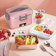 Load image into Gallery viewer, Electric Heated Lunch Box 100W - 3-IN-1 1.8L Fast Self Heating Lunch Boxes Portable Food Heater for Adults,12V/24V/110V with Leak-Proof Compartment Lid for Car Truck Office Home Pink (3 Times Faster)