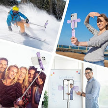 Load image into Gallery viewer, Mini iPhone Tripod Stand,MQOUNY 38" Phone Tripod &Selfie Stick with Wireless Rechargeable Remote & Removable Light, Extendable Tripod Stand 360 Rotation Compatible with iPhone&Android Samsung (Purple)
