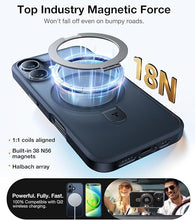Load image into Gallery viewer, TORRAS Magnetic for iPhone 16 Case with Stand, Built-in Stand Compatible with MagSafe, 3X Military-Grade Protection, Translucent Slim Phone Case for iPhone 16 6.1'', Matte Black