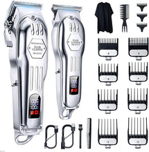 Load image into Gallery viewer, KIKIDO Hair Clippers Professional Cordless for Men, Barber Clippers for Hair Cutting Kit, Wireless LCD Display Hair Trimmers Set, Rechargeable Haircut Machine for Family (Sliver)