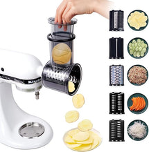 Load image into Gallery viewer, Slicer & Shredder Grater Attachment Compatible with KitchenAid Stand Mixer, 5 Blades Cheese Grater Attachment
