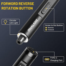 Load image into Gallery viewer, PHALANX Mini 3.7V Electric Screwdriver - Precision Screwdriver Set with 60-in-1 Magnetic Bits, Magnetic Rotatable Rack, 5/32''Hex, Electric Screwdriver Cordless for Phone, Camera, Laptop, Watch Black