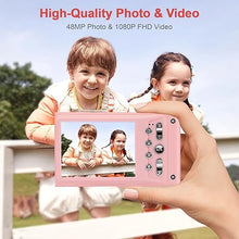 Load image into Gallery viewer, Digital Camera, FHD 1080P Kids Camera with 32GB Card, Digital Point and Shoot Cameras with 16X Zoom Anti Shake, 48MP 2.8 Inch LCD Screen, Gift for Girls Kids