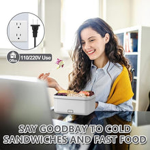 Load image into Gallery viewer, Electric Lunch Box Food Heater, 1.8L Heated Lunch Box for Adults for Car Truck, 12V/24V/110V/220V Portable Food Warmer Lunch Box, 100W Heating Lunchbox for Work (White & Gray)…