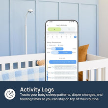 Load image into Gallery viewer, Baby Eye Smart Baby Monitor & Floor Stand, Zero Wearables, Sensor-Free Sleep Breathing Motion Tracker, Cry Detection, Night Vision, 2-Way Audio, AI Monitoring, WiFi Baby Monitor Camera with Phone App