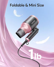 Load image into Gallery viewer, Wavytalk Portable Hair Dryer with Diffuser, Foldable Mini Hair Dryer with Lightweight Design, 1600W Small Hair Blow Dryer with Diffuser for Curly Hair Fast Drying, Rose Pink