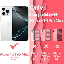 Load image into Gallery viewer, JETech Wavy Case for iPhone 16 Pro Max 6.9-Inch, Cute Wave Frame Curly Shape Shockproof Phone Cover for Women and Girls, Clear Hard PC Back (Pink)
