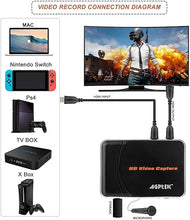 Load image into Gallery viewer, 1080P HDMI Video Capture Card HD Game Recorder Compatible with Xbox One/360/ PS4/ Wii U/Nintendo Switch and Support Mic in for Commentary - No PC Required