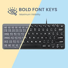 Load image into Gallery viewer, Perixx PERIBOARD-432 Wired Mini USB Keyboard - X Type Scissor Keys - Big Print Keys - US English, Black