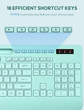 Load image into Gallery viewer, SABLUTE Wireless Keyboard and Mouse, Wrist Rest, Phone Holder, Batteries Included, 2.4G Lag-Free Ergonomic Keyboards Mouse Combo, Silent Keyboard Cordless Set for PC, Laptop, PC, Windows, Mint Green