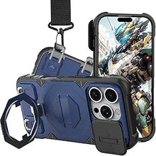 Load image into Gallery viewer, CCSmall for Apple iPhone 16 Pro Case Crossbody Compatible for MagSafe, Military-Grade Protection Adjustable Lanyard Case wiht Kickstand & Slide Camera Cover for iPhone 16 Pro JZ Blue