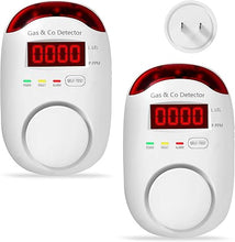 Load image into Gallery viewer, 2 Packs Gas & Carbon Monoxide Detectors - Plug in Carbon Monoxide Detector & Propane, Natural Gas Detector, CO Monitor Alarm & Explosive Gas Detector Alarm for Home,RV