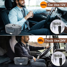 Load image into Gallery viewer, Electric Lunch Box Food Heater for Adults, 80W/1.5L Heated Lunch Box for Men Work Car Truck, Portable Food Warmer Lunch Box Upgraded with Fork&Spoon and Insulated Carry Bag, 12V/24V/110V