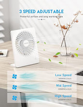 Load image into Gallery viewer, Zuvas Desk Fan Battery Operated Fan Rechargeable 180°Tilt Folding Personal Fan Ultra Quiet Small Portable Fan 3 Speed Adjustable Strong Wind USB Fan For Office Bedroom Home Desktop Camping (White)
