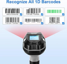 Load image into Gallery viewer, Upgraded Industrial Barcode Scanner Wireless, 1D Laser Bar Code Scaners 2 in 1 Plug and Play Rugged Heavy Duty & IP65 Waterproof, Long-Distance Wireless Handheld Barcode Reader with 1.8" Screen
