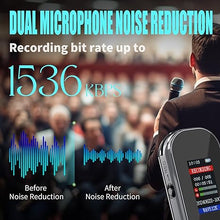Load image into Gallery viewer, 64GB Digital Voice Recorder MP3 Playback Axismink Long Time Recording Device Dual Microphone Noise Reduction Chip Portable for Lecture Classroom Meeting Interview A-B Repeat Speaker Player Passwords