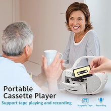 Load image into Gallery viewer, Gelielim CD and Cassette Player Combo, Portable Boombox AM/FM Radio, Tape Recording, 5.1V Bluetooth Speaker, USB Playback with Earphone Jack, Remote Control, AC/Battery Powered, for Home,Senior,Child