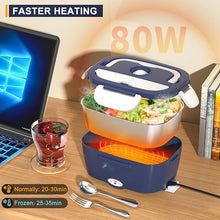 Load image into Gallery viewer, Monteka Electric Lunch Box Food Heater - Leakproof Portable Food Warmer heated lunch box for adults for Car/Home/Truck with 1.5L Removable Stainless Steel Container, 60W, 12V/24V/110V, DarkBlue