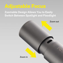 Load image into Gallery viewer, HOTO Flashlight Lite, Zoomable, LED, USB-C Rechargeable, 1000 Lumens, 5 Modes (SOS & Strobe), Tactical & Portable Handheld Flash Light for Camping, Emergencies, Home Use, etc