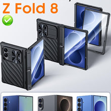 Load image into Gallery viewer, Vizvera for Galaxy Z Fold 8 Case, Magnetic Power Wireless Charging with Sliding Lens Cover, Built-in Hinge Kickstand Protection,Rugged Textured Shockproof Phone Case for Z Fold 8 (2026)-Black