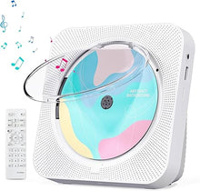 Load image into Gallery viewer, CD Player Portable with Bluetooth 5.1 Transmitter and Reciever Desktop CD Player with HiFi Sound Speakers,Remote Control,Dust Cover,LED Display,Boombox FM Radio for Home (White)