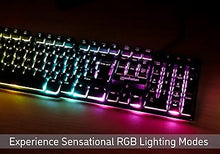Load image into Gallery viewer, MANHATTAN Wired Membrane Gaming Keyboard – with Backlit RGB LED, USB-A Connection, Quiet Keystrokes, 12 Multimedia Function Keys - for Computer, PC, Desktop, Gamer – 3 Yr Mfg Warranty - 180603