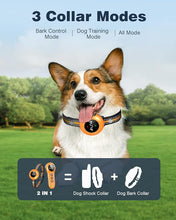 Load image into Gallery viewer, 2-in-1 Dog Shock Collar & Dog Bark Collar - Smart Anti Barking Dog Training Collar with 5 Adjustable Sensitivity & 3300FT Remote for All Breeds IP67 Waterproof Rechargeable E-Collar (Orange)