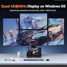 Load image into Gallery viewer, TobenONE DisplayLink Docking Station 4 Monitor with 4 HDMI, 18-in-1 Quad/Triple 4K@60Hz Display Dock with 120W Power Supply for Thunderbolt 5/4/3, USB4, USB-C Windows, MacBook(8 USB, Ethernet, etc)