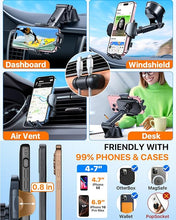 Load image into Gallery viewer, HTU 2024 Best Car Phone Holder Mount ?80+LBS Strongest Suction & Military 5-in-1? Universal Upgraded Dashboard Windshield Vent Truck Stand for iPhone 16 15 14 Android?Patent & Safety Certs?, Red