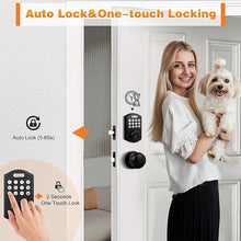 Load image into Gallery viewer, Probrico Smart Keyless Entry Door Lock with Handle Set, Fingerprint Digital Door Lock for Front Door, Door Knob with Electronic Keypad Deadbolt Lock, Auto Lock, App, Black