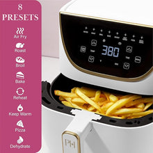 Load image into Gallery viewer, Paris Hilton Air Fryer, Large 6-Quart Capacity, Touchscreen Display, 8-in-1 (Air Fry, Roast, Broil, Bake, Reheat, Keep Warm, Pizza, Dehydrate), Dishwasher Safe and Nonstick Basket and Crisper, White