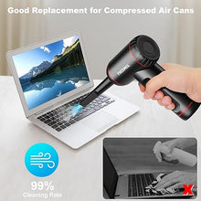 Load image into Gallery viewer, Compressed Air Duster,3 Gear Adjustable 100000RPM Electric Air Duster, Rechargeable Cordless Air Blower with LED Light for Computer Keyboard Electric Devices Cleaning. Replaces Compressed Air Cans