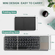 Load image into Gallery viewer, ROCK&ROWN Foldable Bluetooth Keyboard, Pocket Size Portable Wireless Keyboard with Touchpad for Mac OS,Android, Windows, Linux, PC, Tablet, with Rechargeable Li-ion Battery-Dark Gray