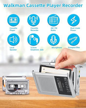 Load image into Gallery viewer, Portable Cassette Player Recorder AM FM Radio, Compact Personal Walkman Cassette Tape Player/Recorder with Built in Speaker and Stereo Earphone Jack