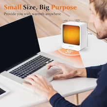 Load image into Gallery viewer, Lerat Electric Space Heater, Small Portable Heater for Indoor Use, 500 Watts High Output & 2 Speeds, Mini Personal Heater for Office Desk Camping (White)