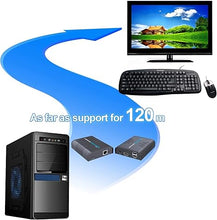 Load image into Gallery viewer, AGPTEK USB HDMI KVM Extender Over Single Cat 5/5E/6/7 Ethernet Cable- Signal Extension Up to 120m/365Ft- USB Keyboard Mouse Support- Adapter for Residential/Commercial Use