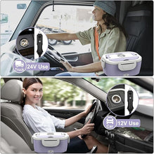 Load image into Gallery viewer, Purple Electric Lunch Box Food Heater, 60W-80W Heated Lunch Box for Woman, 12V 24V 110V Portable Food Warmer Lunchbox for Car Truck Work with Removable 304 SS Container, Christmas Gift