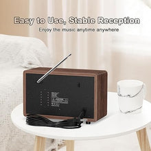 Load image into Gallery viewer, LEOTEC AM FM Radio,Retro Wood Table Radio,Portable Bluetooth Speaker Plug in Wall,Best Reception with AUX,Headphone Jack,Great for Home,Outdoor,Brown