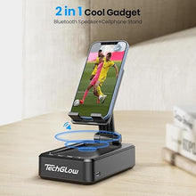 Load image into Gallery viewer, TechGlow Gifts for Men Foldable Cellphone Stand with Bluetooth Speaker Wireless Speaker with Phone Holder Birthday Gift Idea for Man Woman Cool Gadget