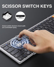 Load image into Gallery viewer, ProtoArc Foldable Bluetooth Keyboard, XK01 Folding Wireless Portable Keyboard with Numeric Keypad, Full-Size Travel Keyboard for iPad Tablet Smartphone Laptop PC Windows iOS Android, Black Silver