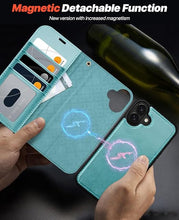 Load image into Gallery viewer, OCASE for iPhone 16 Plus Case Detachable Wallet Case with Card Holder, 2 in 1 Pu Leather Flip Folio with RFID Blocking Stand Wrist Strap Shockproof Phone Cover 6.7 Inch 2024, Ice Blue